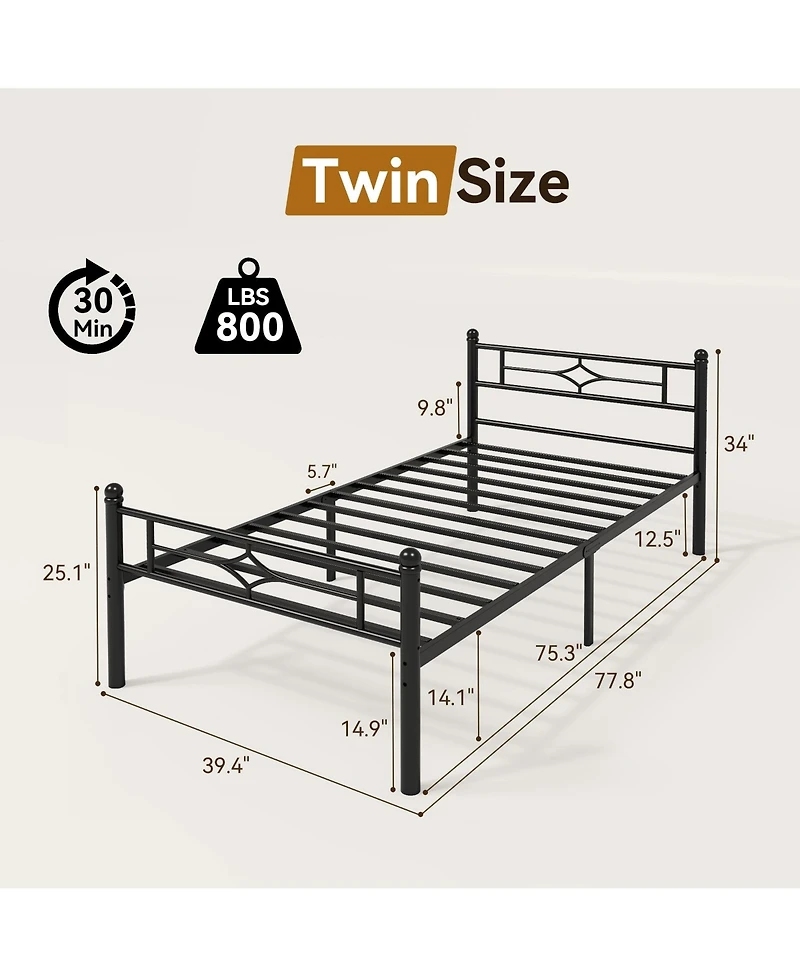Sailvan Metal Platform Bed Frame with Headboard and Underbed Storage