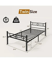 Sailvan Metal Platform Bed Frame with Headboard and Underbed Storage