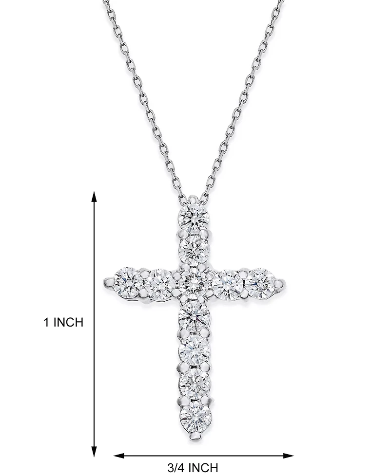 Diamond Cross Pendant Necklace (1-1/2 ct. t.w.) in 14k White Gold