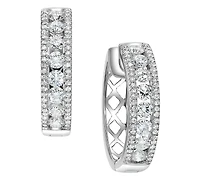Diamond Openwork Small Hoop Earrings (1-1/2 ct. t.w.) in 14k White Gold, 0.75"