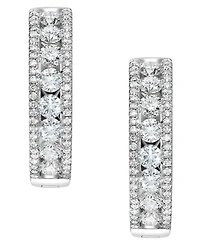 Diamond Openwork Small Hoop Earrings (1-1/2 ct. t.w.) in 14k White Gold, 0.75"