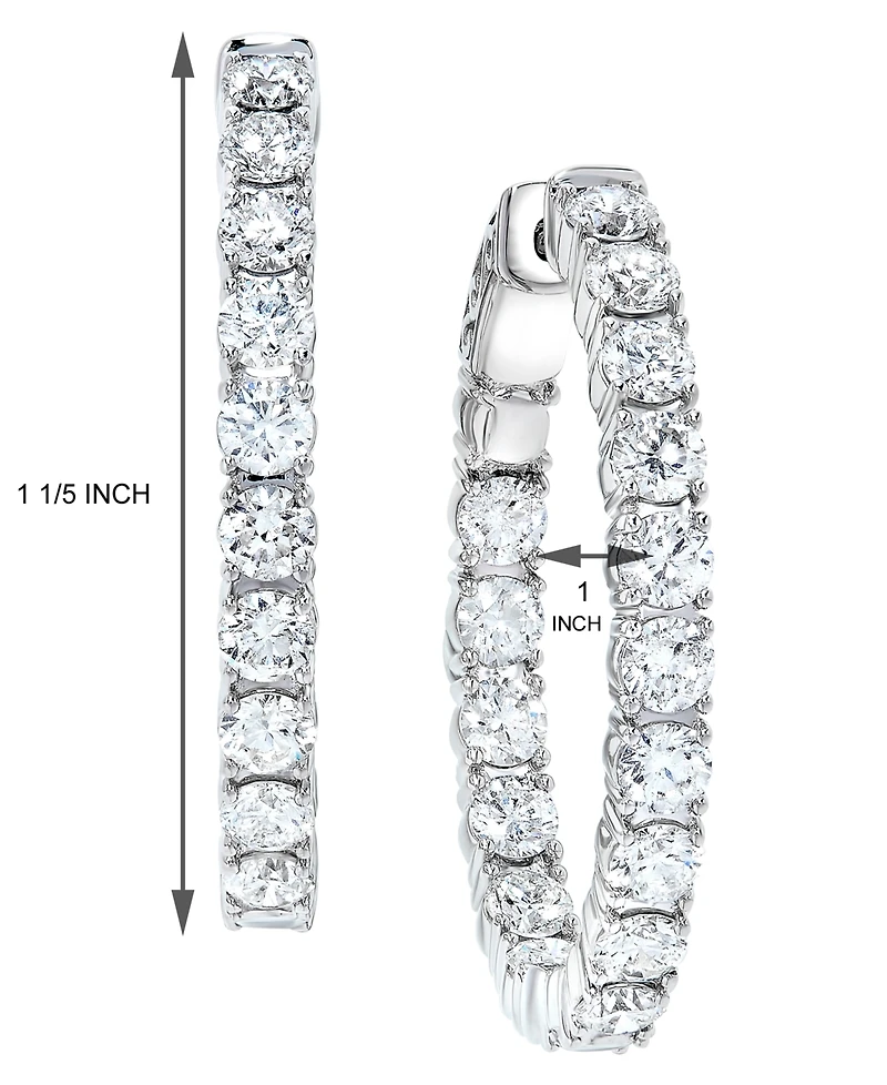 Diamond Small In & Out Hoop Earrings (5 ct. t.w.) in 14k White Gold, 1"