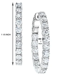 Diamond Small In & Out Hoop Earrings (5 ct. t.w.) in 14k White Gold, 1"