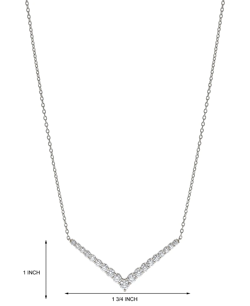 Diamond Chevron Statement Necklace (2 ct. t.w.) in 14k White Gold, 16" + 2" extender