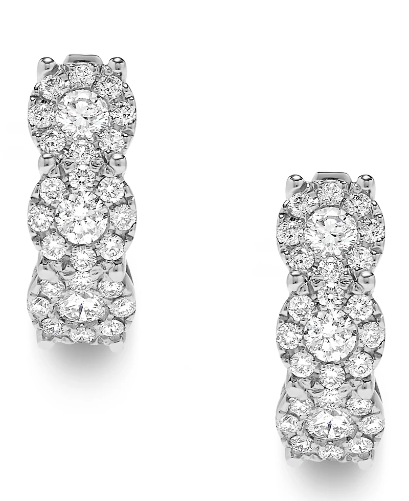 Diamond Halo Hoop Earrings (1 ct. t.w.) 14k Gold or White