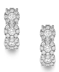 Diamond Halo Hoop Earrings (1 ct. t.w.) 14k Gold or White