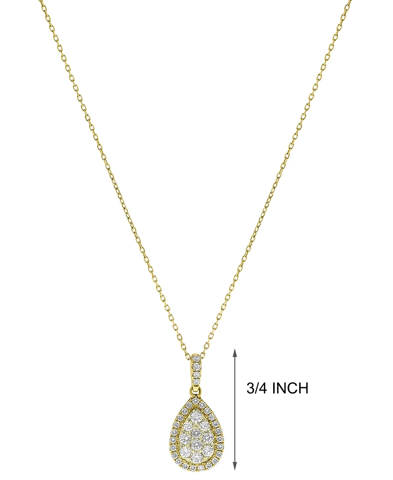 Diamond Teardrop Cluster Halo Pendant Necklace (5/8 ct. t.w.) in 14k Gold or 14K White Gold