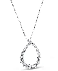 Diamond Graduated Teardrop Pendant Necklace (1/2 ct. t.w.) in 14k White Gold, 16" + 2" extender