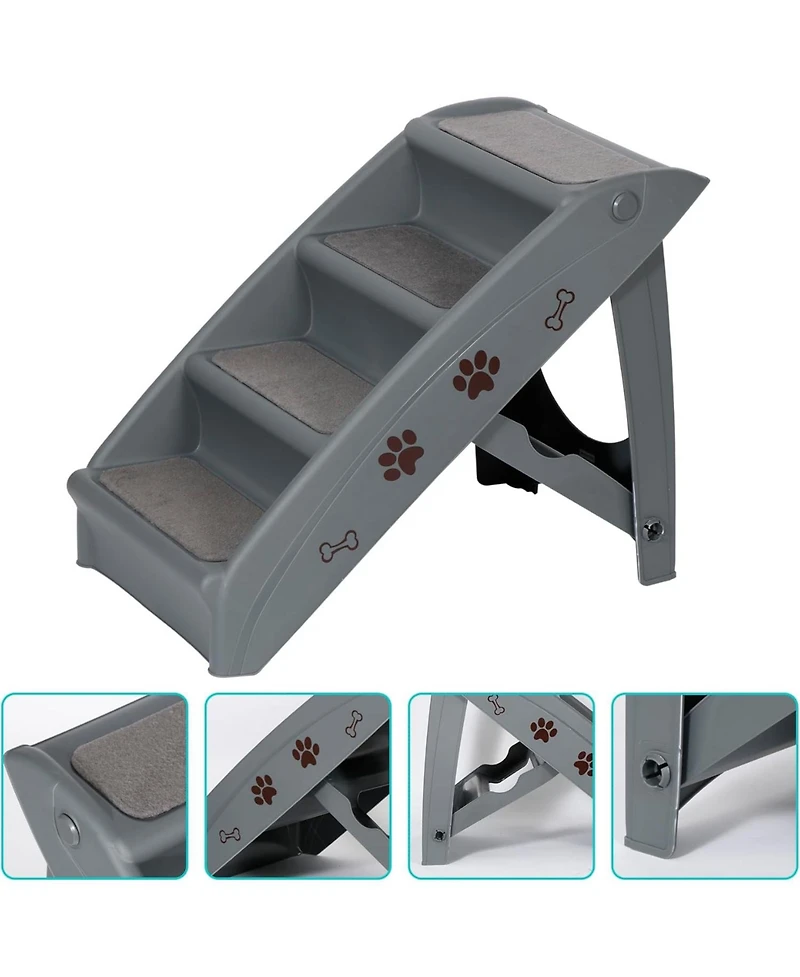 Zeny Folding Dog Stairs, Portable Indoor/Outdoor Pet Steps for Bed, Couch and Car, Pet Staris for Small Pet Dog/Cat