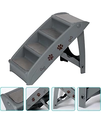 Zeny Folding Dog Stairs, Portable Indoor/Outdoor Pet Steps for Bed, Couch and Car, Pet Staris for Small Pet Dog/Cat