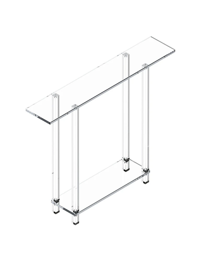 Sugift Acrylic Console Table, 2-Tiers Narrow Side Desk with Storage for Living Room