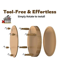 Rainsken Round Solid Wood Coffee Table, Modern Center Table with Hidden Storage, Two-Tier Design for Living Room, Office