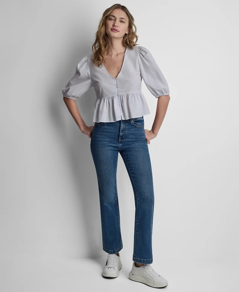 Dkny Jeans Women's V-Neck Button-Front Shirt