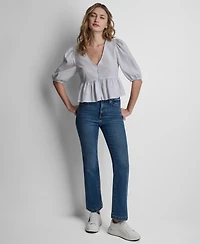 Dkny Jeans Women's V-Neck Button-Front Shirt
