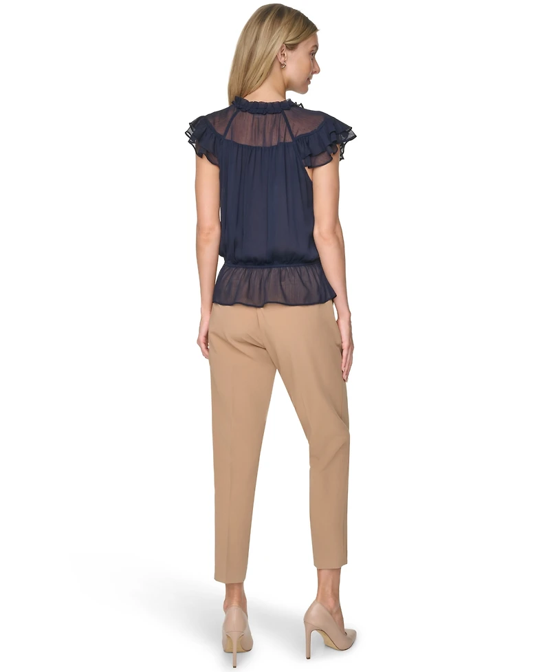 Tommy Hilfiger Women's Peplum Flutter-Sleeve Pull-On Blouse