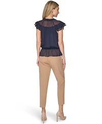 Tommy Hilfiger Women's Peplum Flutter-Sleeve Pull-On Blouse
