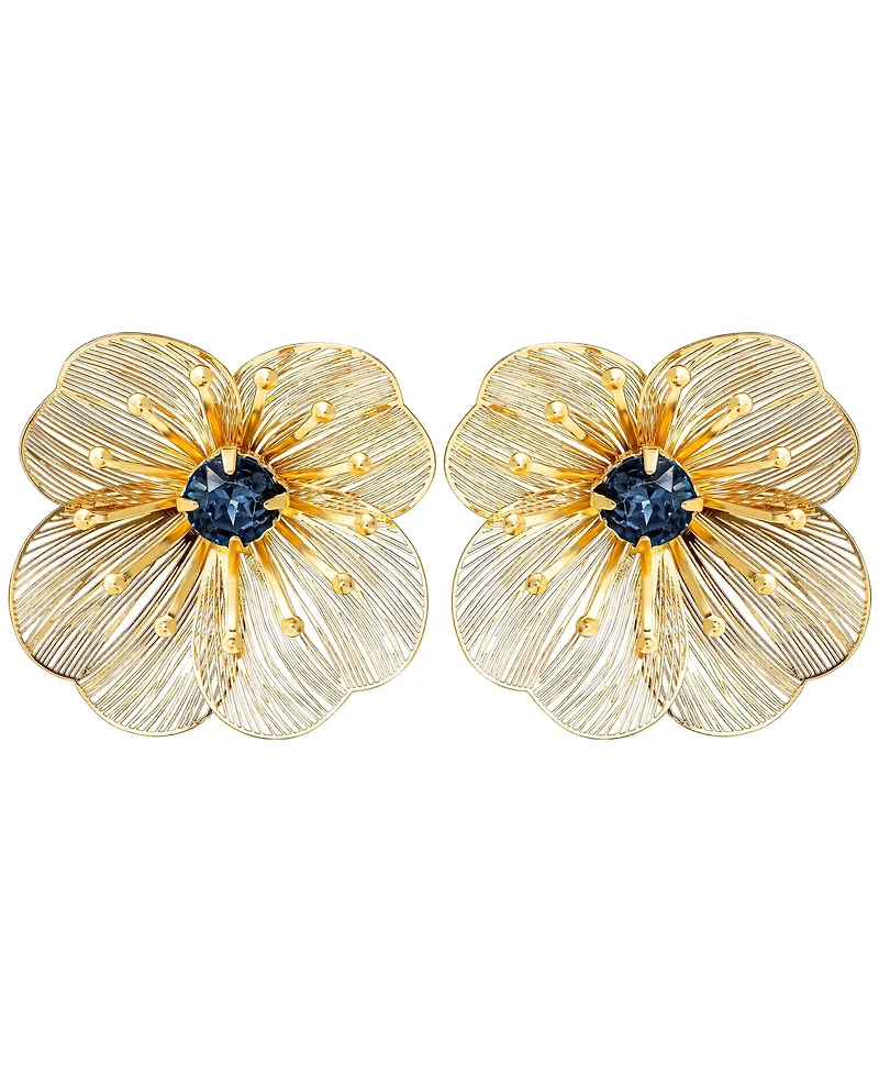 Jessica Simpson Filigree Flower Stud Earrings with Crystal Center