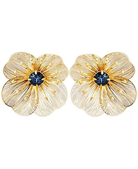 Jessica Simpson Filigree Flower Stud Earrings with Crystal Center