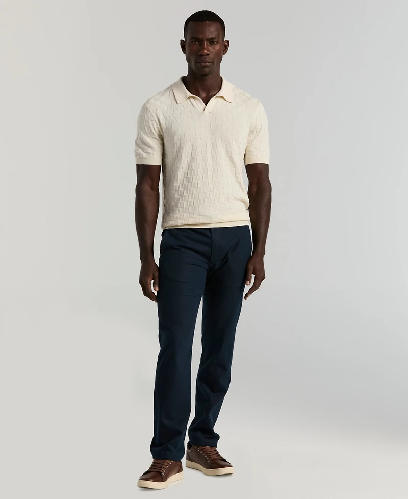 Perry Ellis Men's Checker Texture Open Polo Sweater