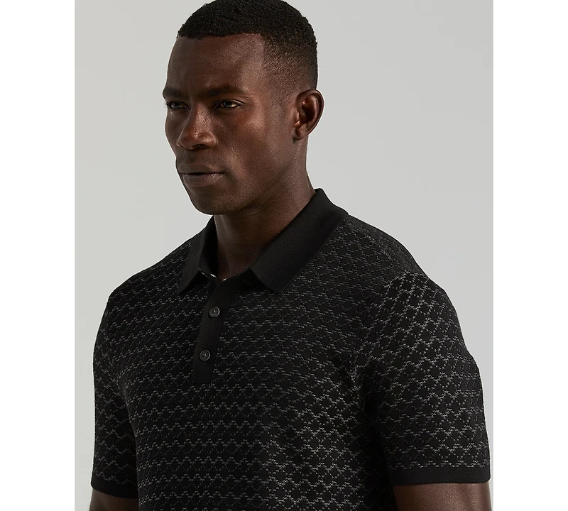 Perry Ellis Men's Geo Jacquard Short Sleeve Polo Sweater