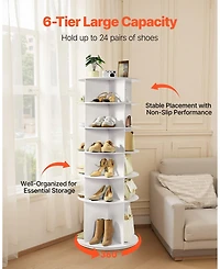 Sugift 6-Tier Rotating Shoe Rack 360 Spinning Shoe Organizer for Bedroom Closet