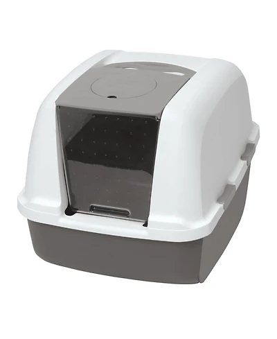 Aronkl Hooded Litter Pan Easy Access Cleaning Odor Filter Jumbo Multiple Cats Bpa Free