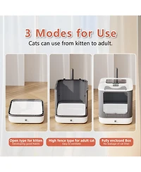 Aronkl Upgraded Fully Enclosed Cat Litter Box With Lid Drawer 3 Modes Easy Clean Anti-splashing For Kitten To Adult