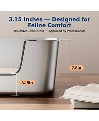 Aronkl Stainless Steel Cat Litter Box Low Entry Anti Splash Odor Free Non Stick Easy Clean for Senior Injured Cats