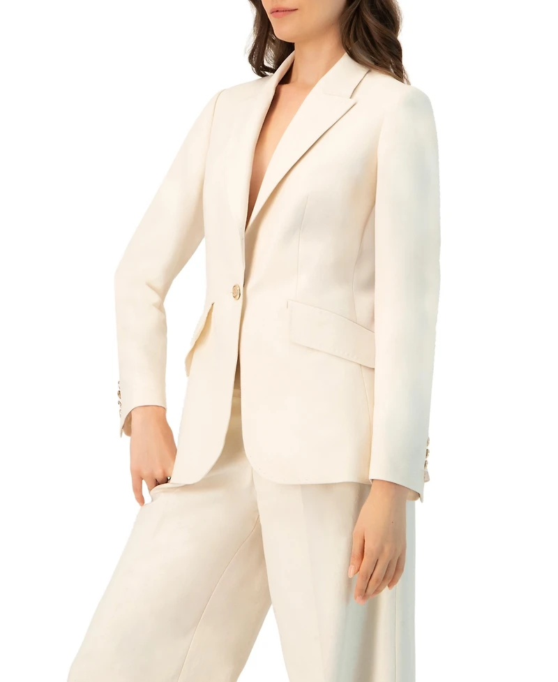 Ivonne Women's Single-Breasted Blazer with Golden Button