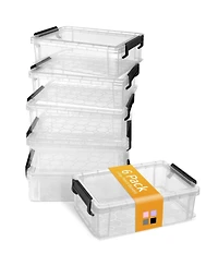 Gnuadz 6pack Pencil Box Plastic Case Crayon Marker Organizer Container Lid Stackable Storage Craft Pen Art School