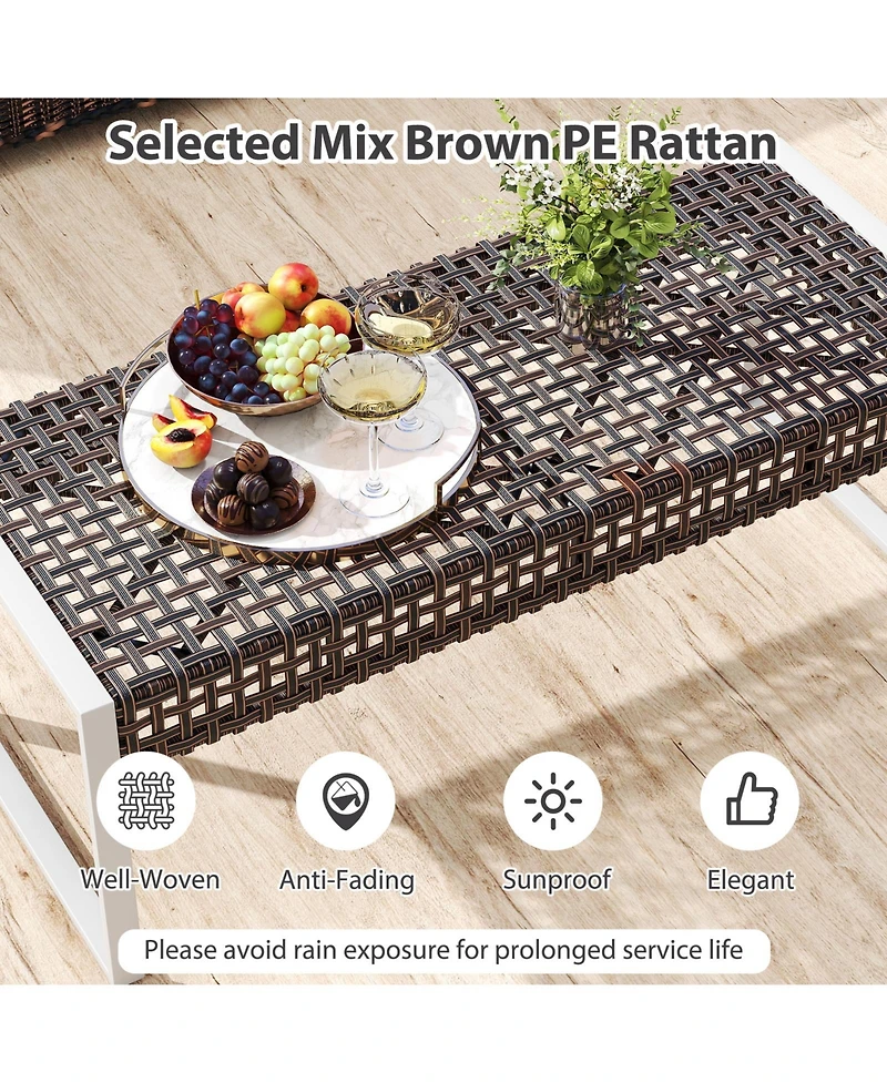 Sugift 43 in Patio Rectangular Ottoman with Metal Legs and Cushion