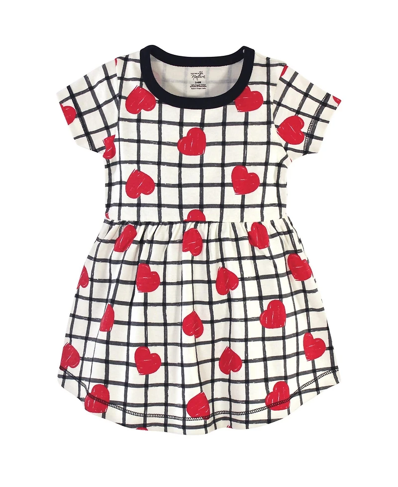 Touched by Nature Baby Girls Natural Cotton Dresses Featuring Both Short and Long Sleeves