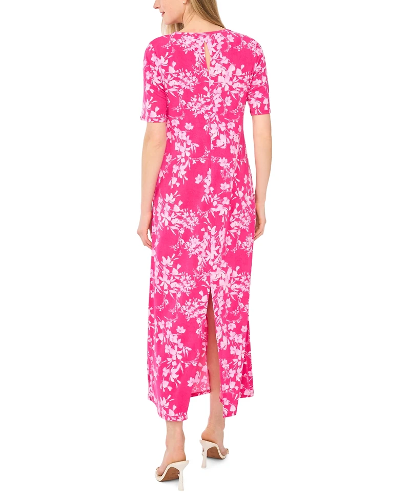 Msk Women's Elbow Sleeve Keyhole Back Maxi Dress