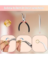 Gnuadz 1200pcs Jump Rings Necklace Repair Kit Tools Pliers Tweezers Lobster Clasps Crafts Key Chains