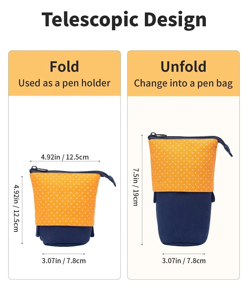 Gnuadz Standing Pencil Case Cute Stand Up Pouch Telescopic Pen Holder School Office Supplies