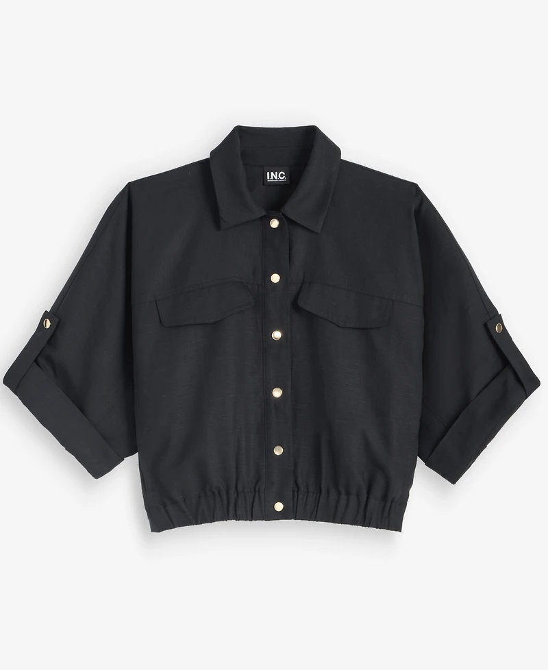 I.n.c. International Concepts Petite Linen Short-Sleeve Shirt Jacket, Macy's Exclusive