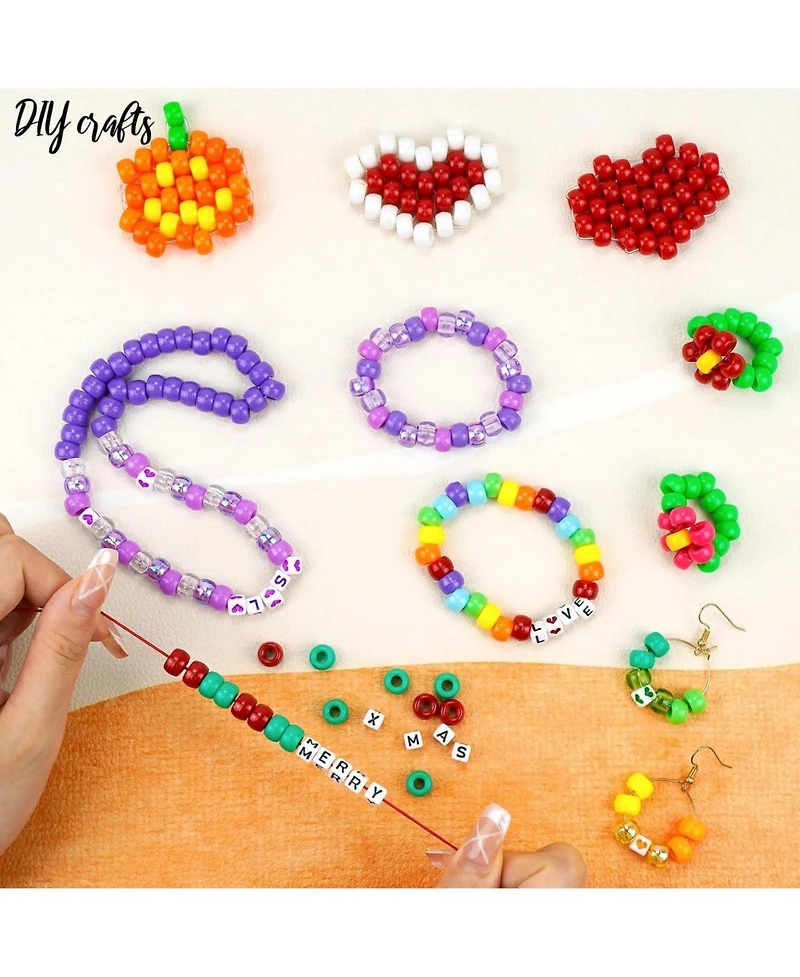 Gnuadz 1250pcs Friendship Bracelet Kit Pony Kandi Beads Nylon Thread Diy Craft