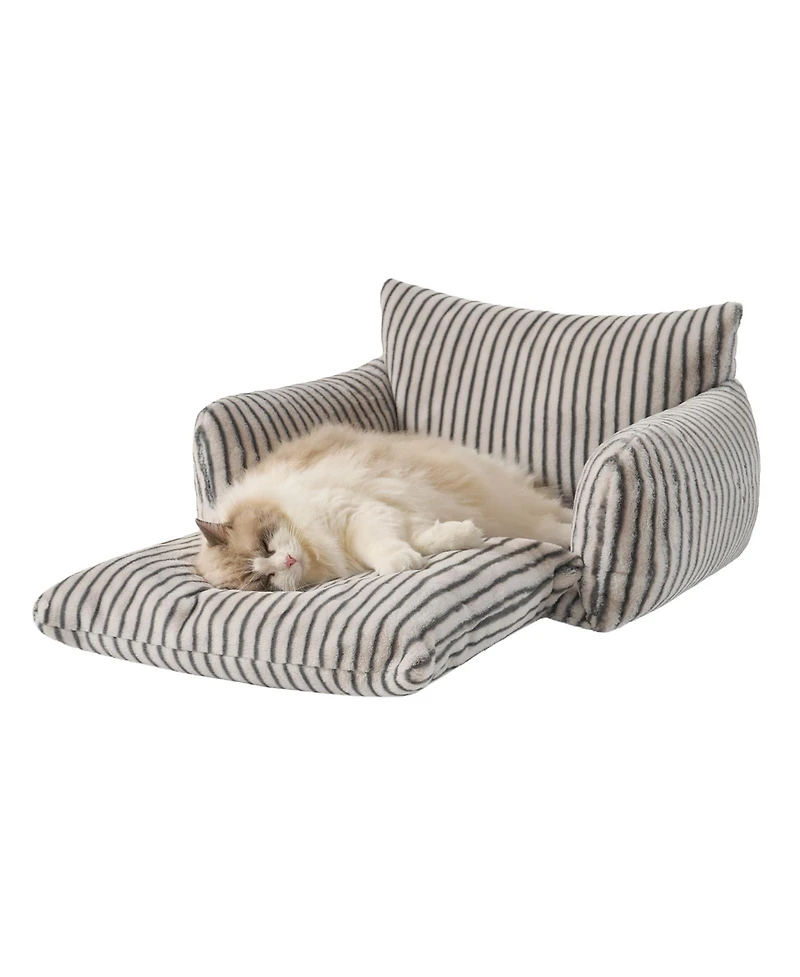 Aronkl Fluffy Plush Cat Bed Double Layer Soft Pet Couch Sofa Nest Comfortable Sleeping Easy Clean For Small Cats Dogs