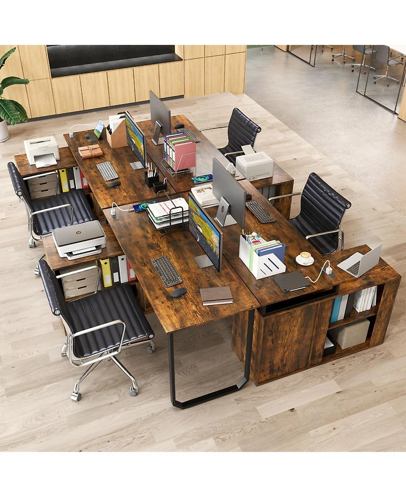 Slickblue 55" L Desk Reversible with 3 Drawers and Adjustable Storage Shelf