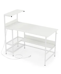Slickblue Computer Desk 48 Inch with Power Ports and Storage Organizer