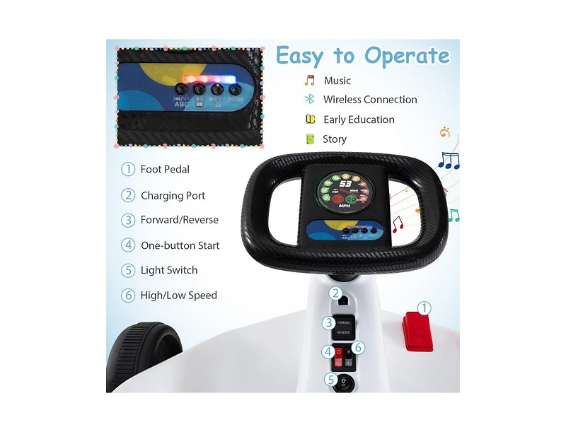 Hongge 12V Electric Go Kart for Kids with Remote Control and Music