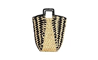 Household Essentials Zigzag Woven Paper Rope Basket, Black and Natural