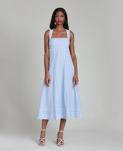 Avec Les Filles Women's Contrast Piping Midi Dress