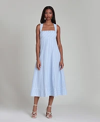 Avec Les Filles Women's Contrast Piping Midi Dress