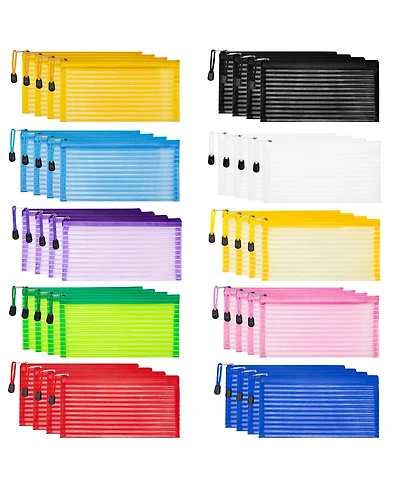 Gnuadz 40pcs Zipper Mesh Pouch Storage Pencil Case Multipurpose School Office Cosmetic Travel Accessory