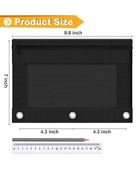 Gnuadz 24 packs 3 Ring Pencil Pouch Zipper Case Clear Window Cloth Bag Binder Storage