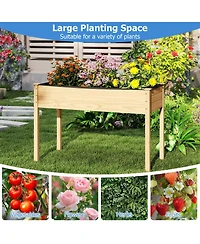 Gymax Wooden Raised Garden Bed w/Legs Liner Drainage Holes Large Planter Box for Herb
