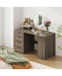 Slickblue Office Desk with Built In Power Outlets and 4 Drawers