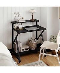 Slickblue Rolling 32” Computer Desk with Power Outlets for Home Office