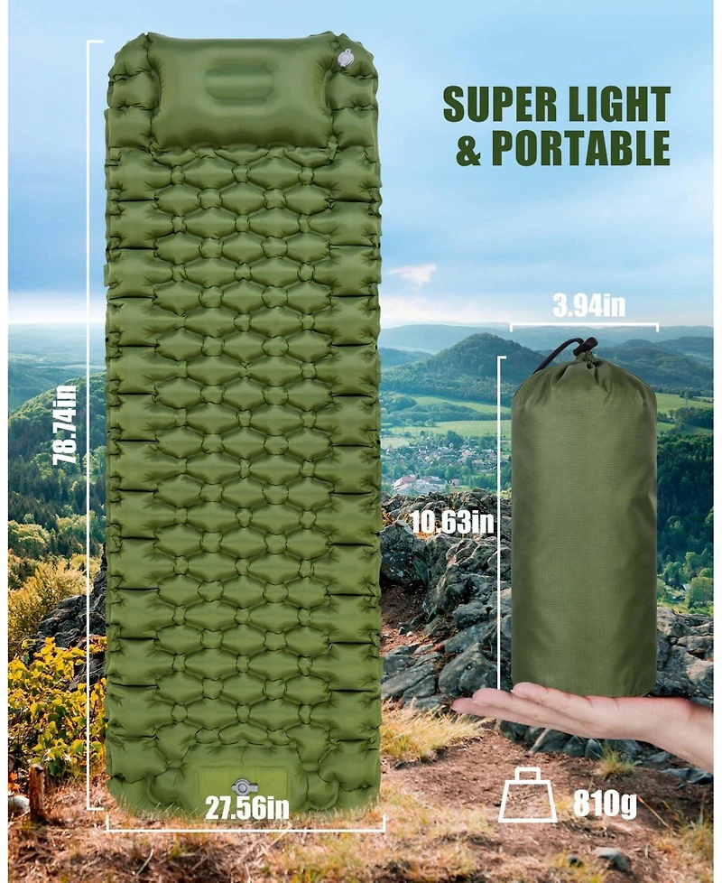 Gnuadz Self Inflating Sleeping Pad with Foot Pump for Camping Hiking Outdoor Recreation Gear